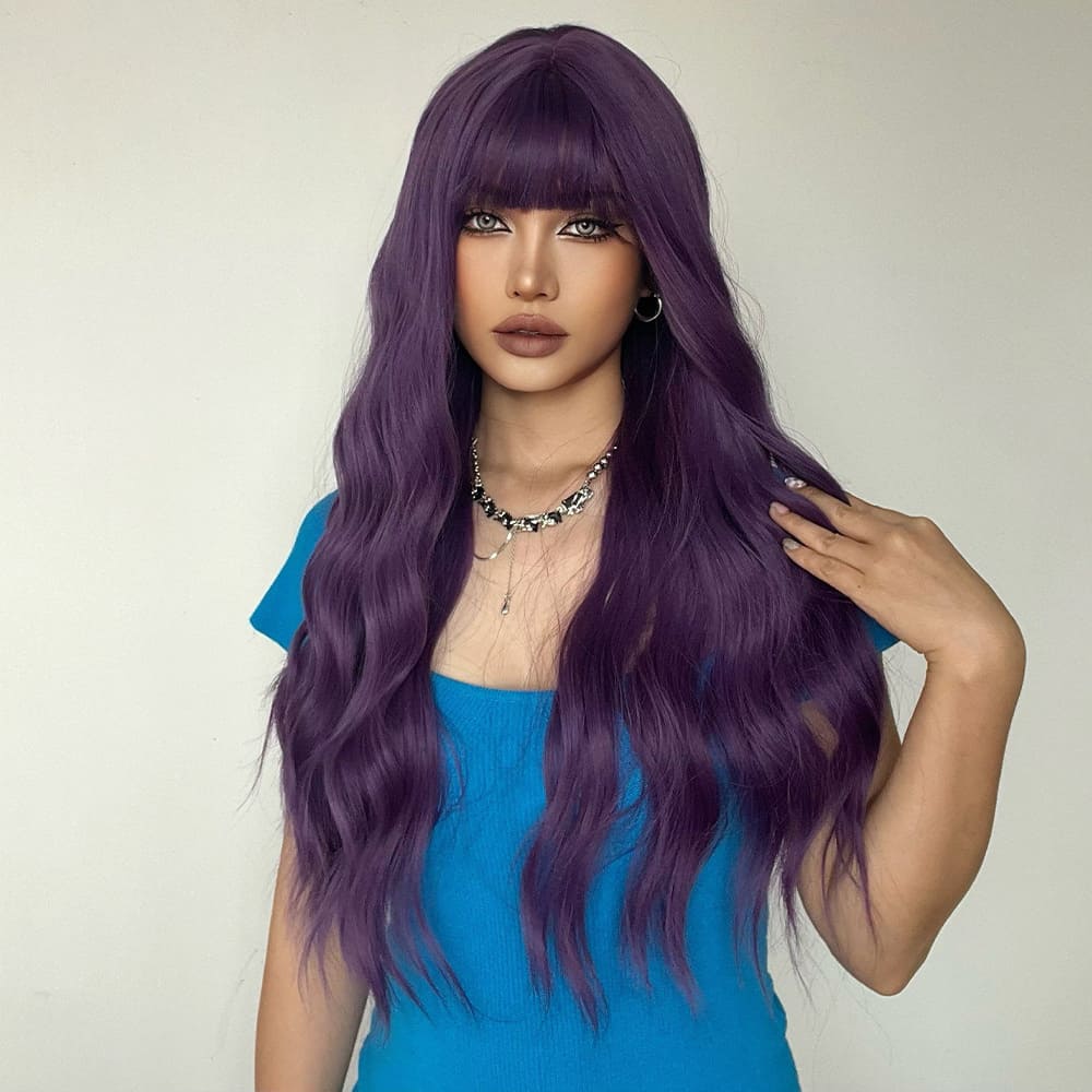 Perruque violette frange