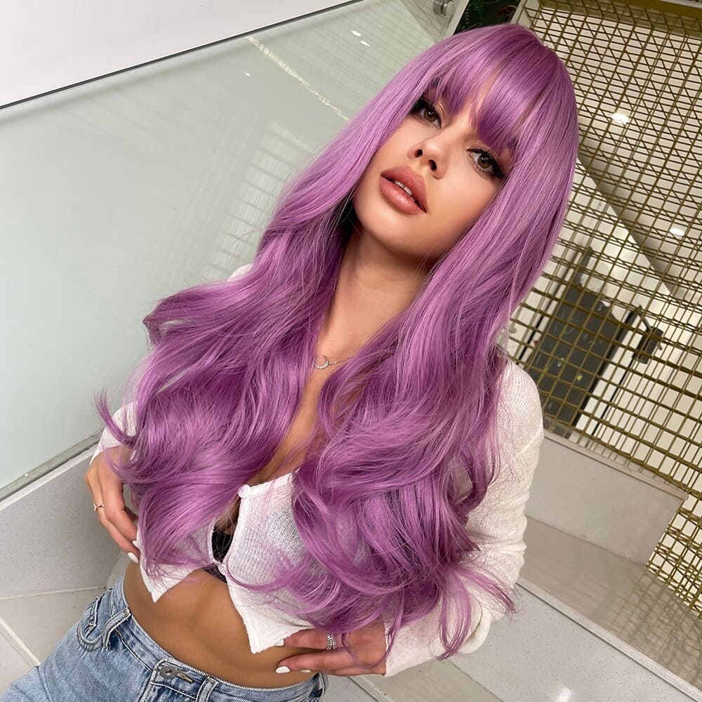 Perruque violette long chevelure