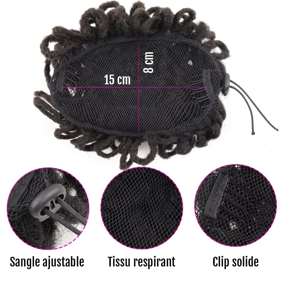 Postiche chignon afro détails