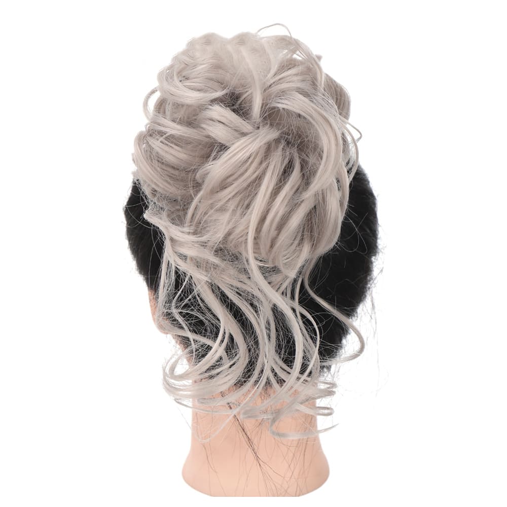 Postiche chignon cheveux gris